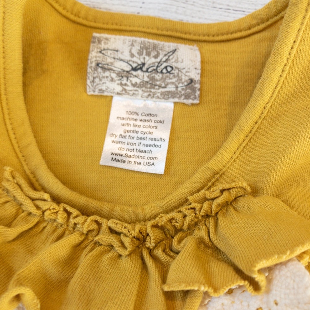2T Sado Mustard Ruffles Top - Picture 2 of 3